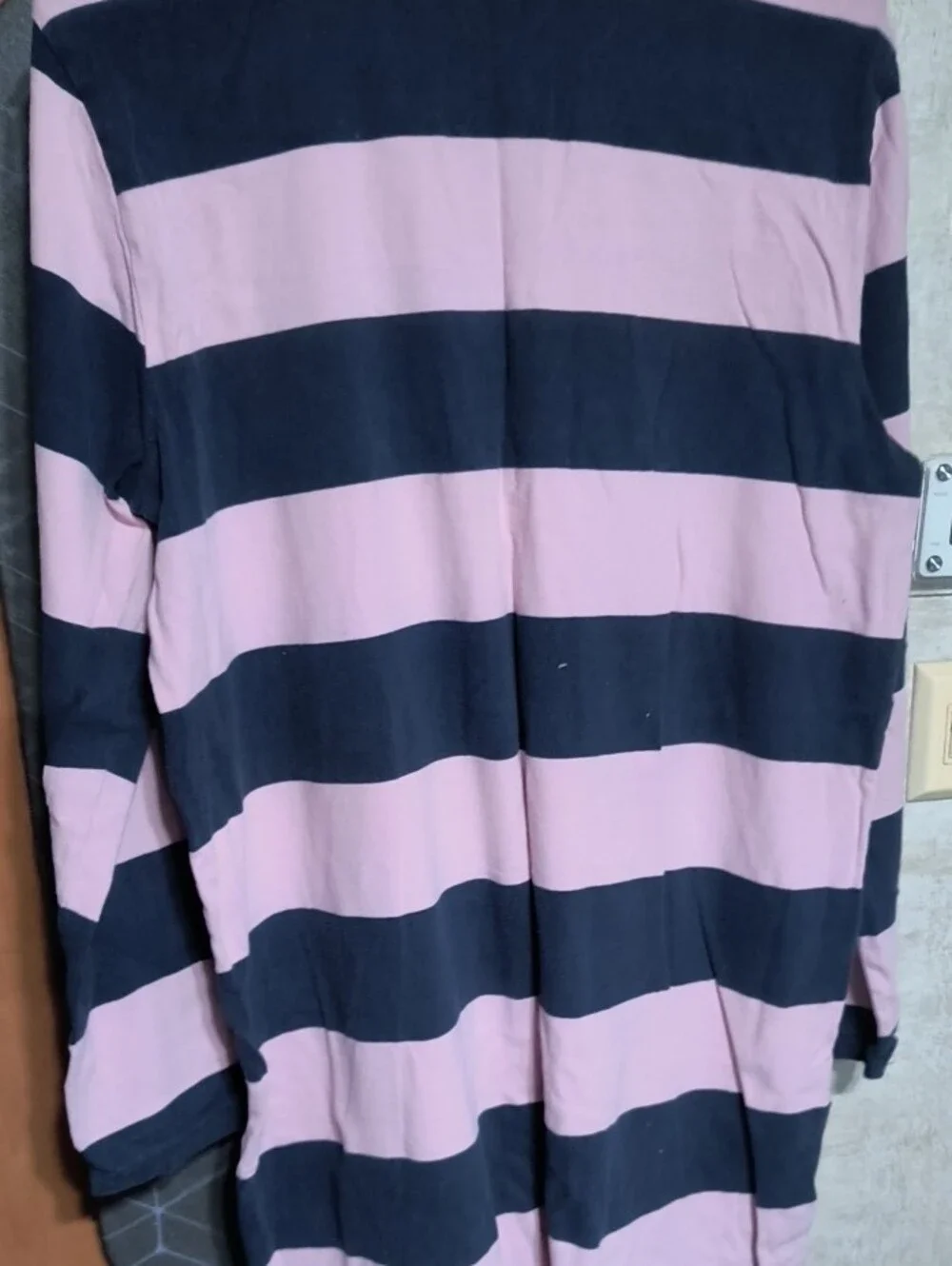 J. Crew Pink and Navy Striped Rugby Shirt